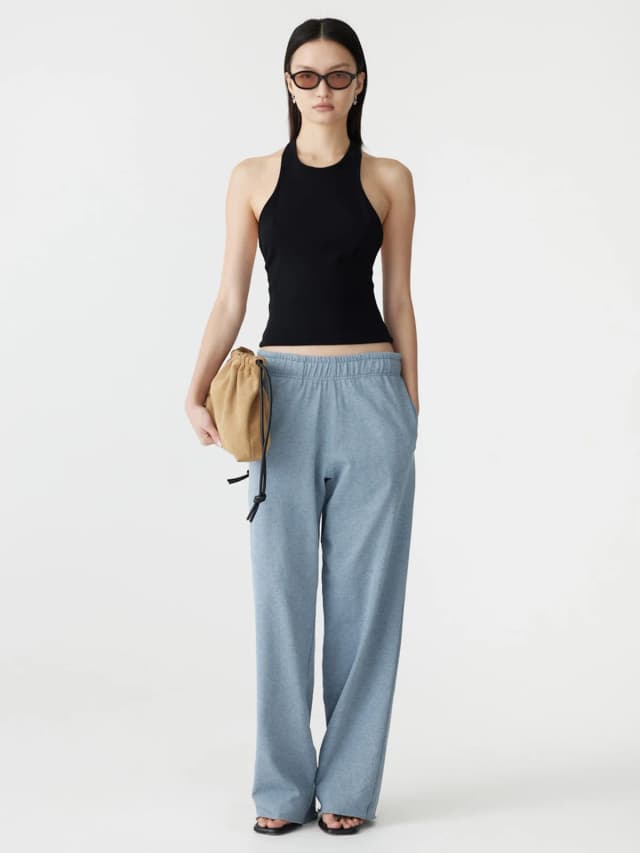 Bassike Wide Leg French Terry Pant, image 1 of 1 from bassike
