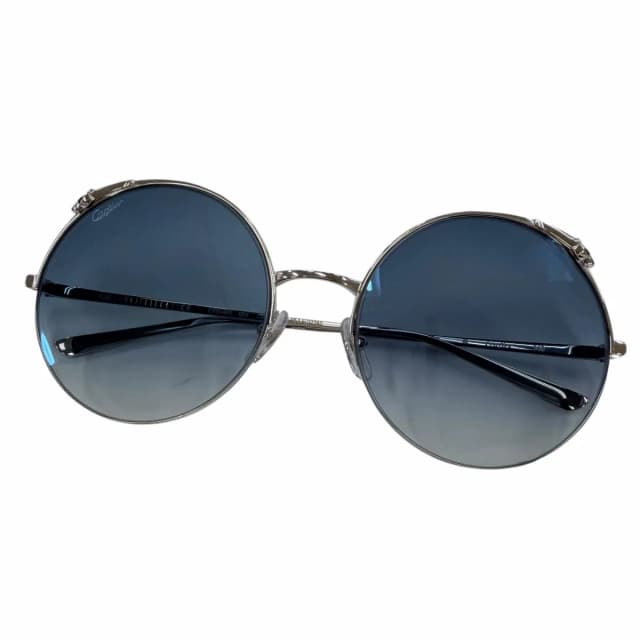 Cartier Panthere Round Half Rim Sunglasses Silver Blue Gradient 60 20 Demo Lens in Blue from The Reluxe, photo 1 of 1