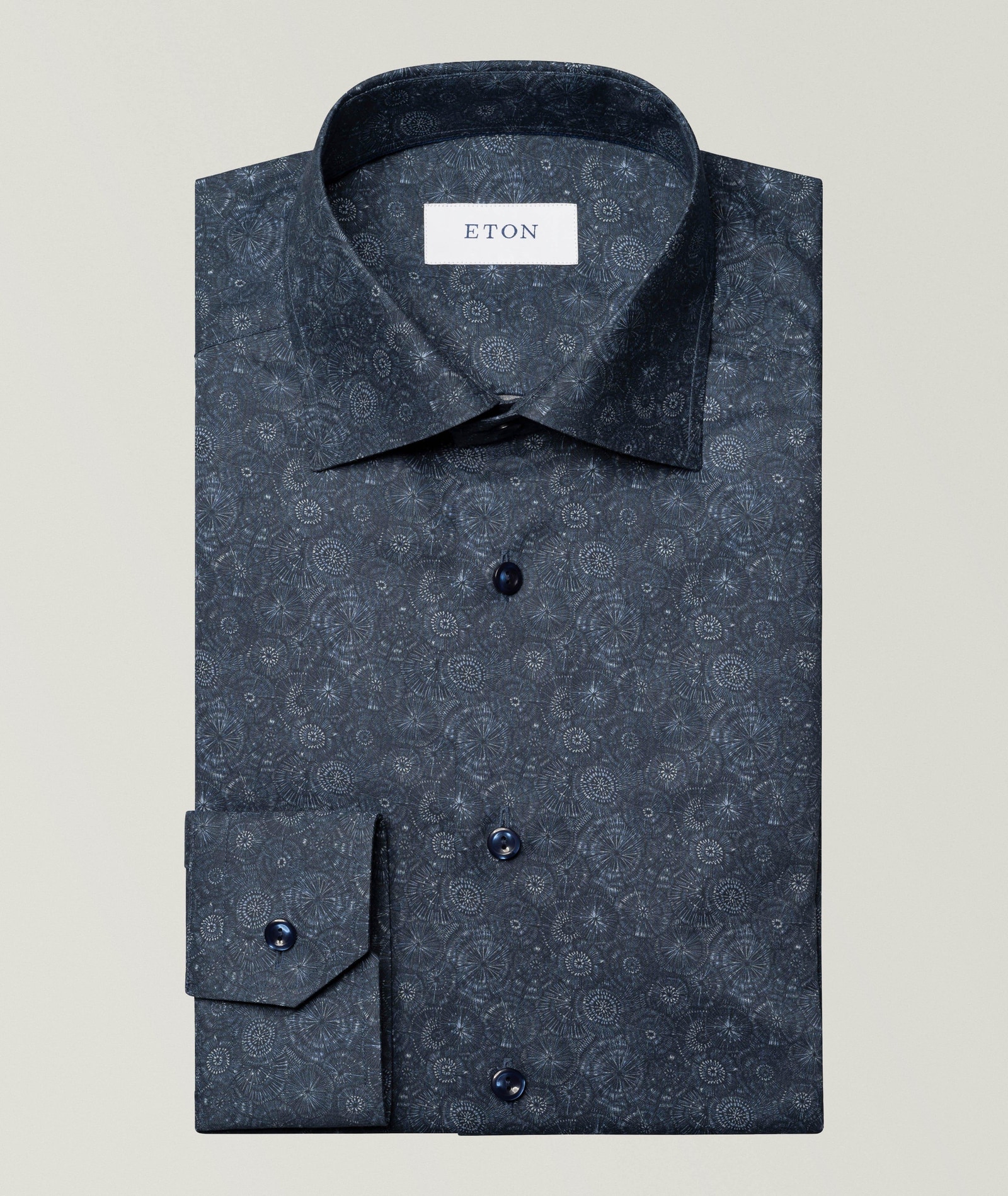 Eton Slim-Fit Motif Twill Dress Shirt in Blue Cotton & Cotton Blends, image 1 of 1 from Harry Rosen
