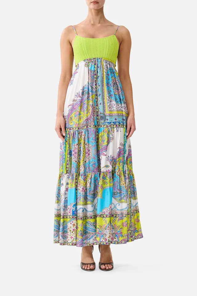 Camilla eBoutique LONG DRESS WITH KNIT FRONT BODICE MAGIC CARPET RIDE, image 1 of 1 from CAMILLA
