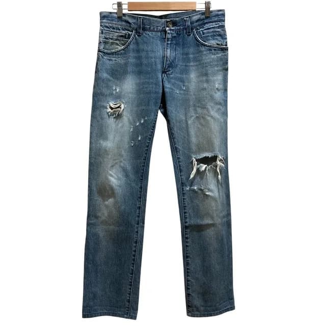 Dolce & Gabbana Distressed Plate Denim Pants Jeans 46 Indigo in Denim from The Reluxe, photo 1 of 1