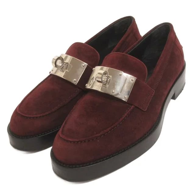 Hermès Hot Oversize Kelly Buckle Loafers Slip on Suede Red 36 in Red Suede from The Reluxe, photo 1 of 1