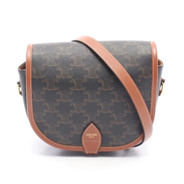Celine Shoulder Bag Folco Triomphe Dark Brown Canvas Leather Falco in Brown Canvas from The Reluxe, photo 1 of 1