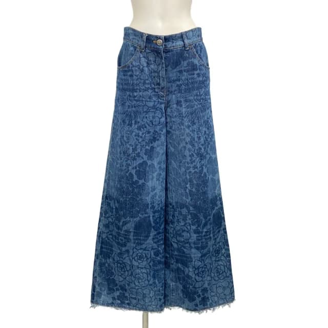 Chanel Jeans S Blue Denim Camellia Floral Pattern Cotton in Blue Denim from The Reluxe, photo 1 of 1