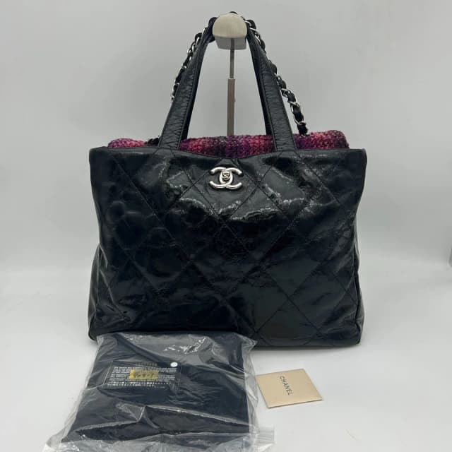 Chanel Handbag Quilted CC Logo Portobello 2-Way Chain Tote Bag in Tweed from The Reluxe, photo 1 of 1