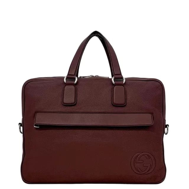 Gucci Briefcase Bordeaux Interlocking G Document Gray Leather GG Business in Burgundy Leather from The Reluxe, photo 1 of 1