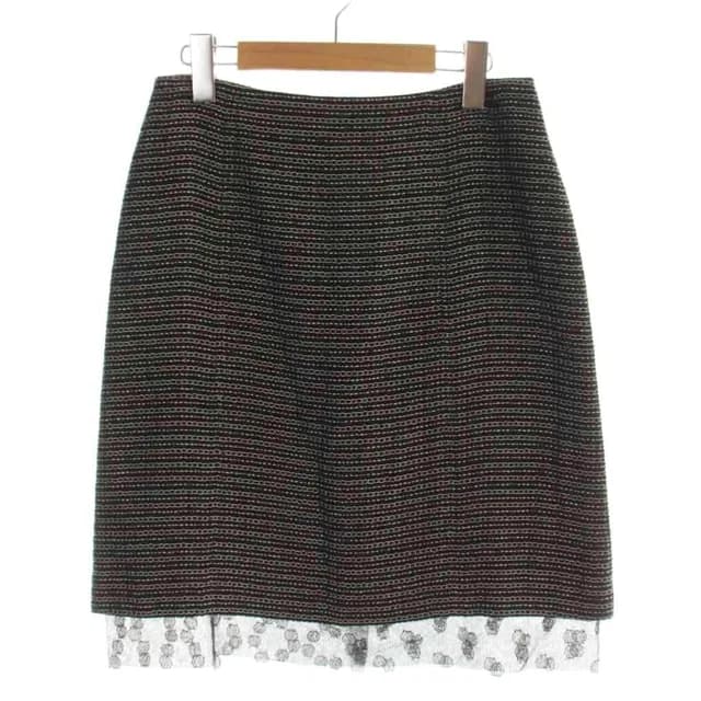 Chanel 03A CC Logo Tweed Sheer Decorative Tight Skirt Hemp Linen 38 Black AP in Black Tweed from The Reluxe, photo 1 of 1
