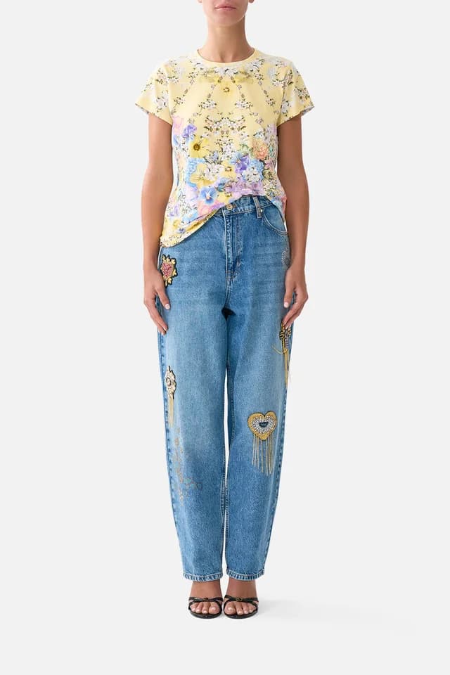 Camilla eBoutique SLIM FIT ROUND NECK T-SHIRT DARLING BUDS, image 1 of 1 from CAMILLA