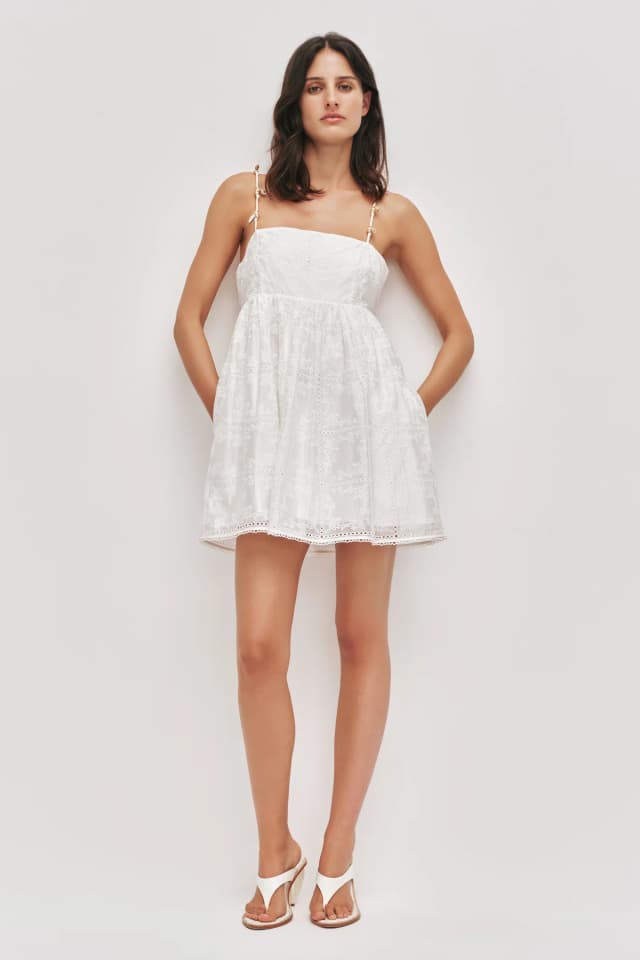 AJE Merritt Embroidered Mini Dress in IVORY, image 1 of 1 from Aje