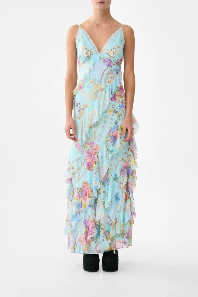 Camilla eBoutique ASYMMETRICAL RUFFLE SLIP DRESS BAZAAR BLOOMS, image 1 of 1 from CAMILLA