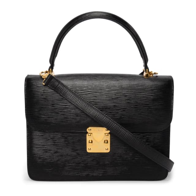 Fendi Vintage Black Stamped Leather Flap Bag in Black Leather from Blue Spinach, photo 1 of 1