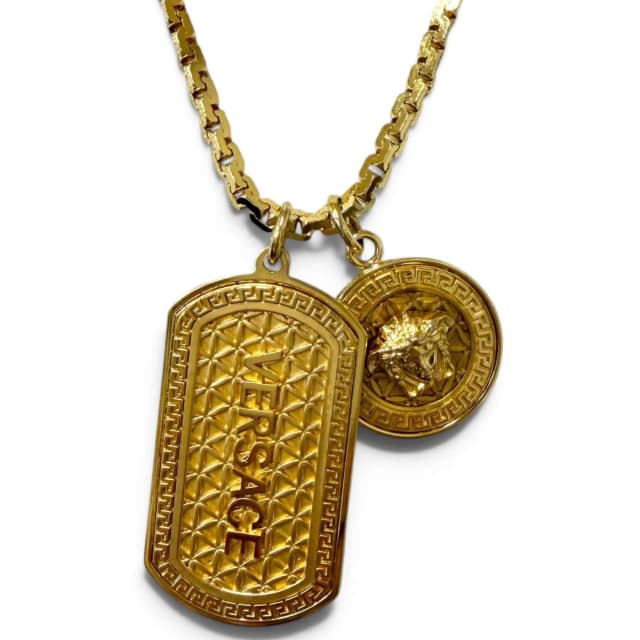 Versace Medusa Dog Tag Chain Necklace Gold in Gold from The Reluxe, photo 1 of 1