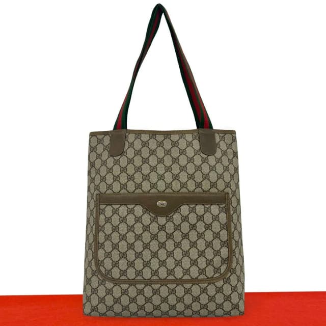 Gucci Vintage Sherry Line GG Logo Leather Tote Bag Brown in Brown Leather from The Reluxe, photo 1 of 1