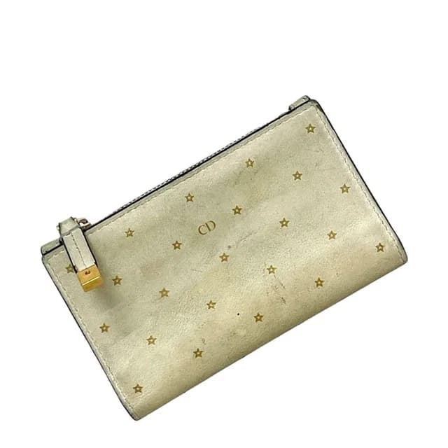 Dior Bifold Wallet Beige Star Pattern Leather in Beige Leather from The Reluxe, photo 1 of 1