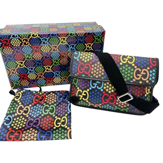 Gucci Belt Bag Waist Pouch GG Psychedelic Black Multicolor in Black Leather from The Reluxe, photo 1 of 1