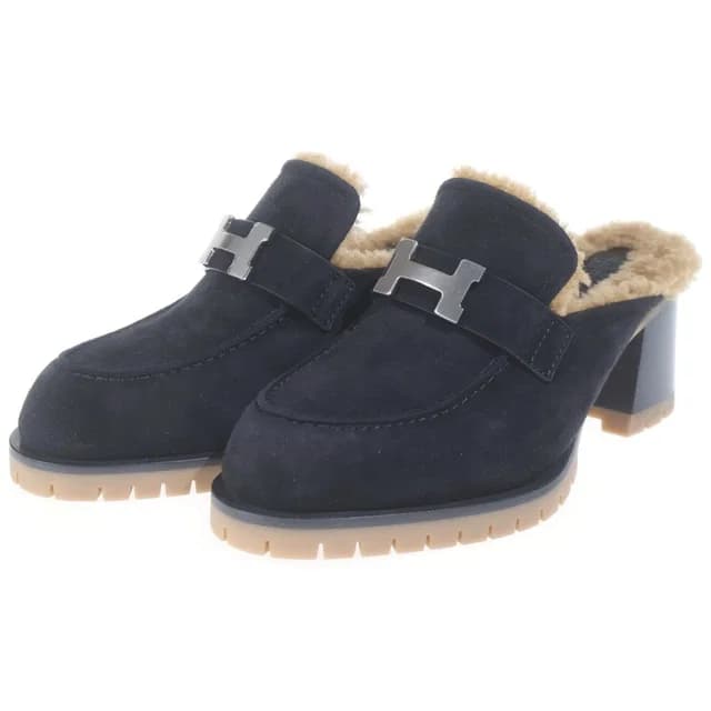 Hermès Flor 60 Constance Loafers Black Fleece in Black Suede from The Reluxe, photo 1 of 1