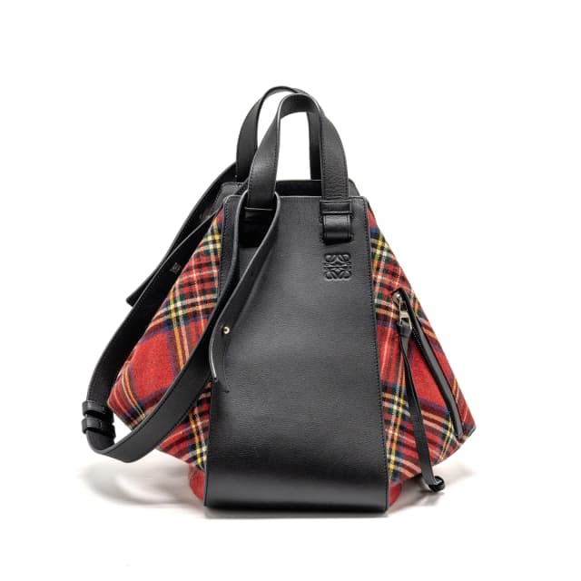 Loewe Hammock Tartan Bag Black/Red Tartan Calf/Textile Shw in Black Calfskin from EMIER, photo 1 of 1