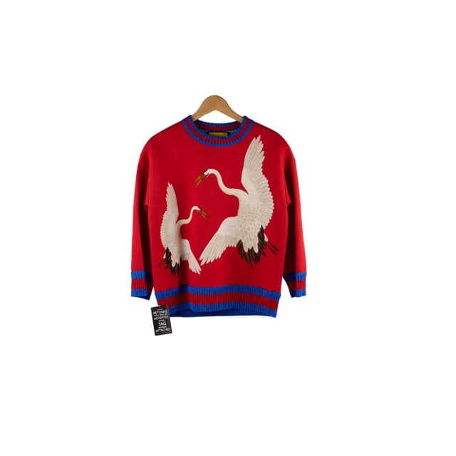 Gucci Heron Print Sweater Size Small in Red from The Purse Affair, photo 1 of 1