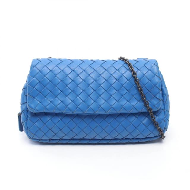 Bottega Veneta Shoulder Bag Intrecciato Blue Leather Mini Chain in Blue Woven leather from The Reluxe, photo 1 of 1