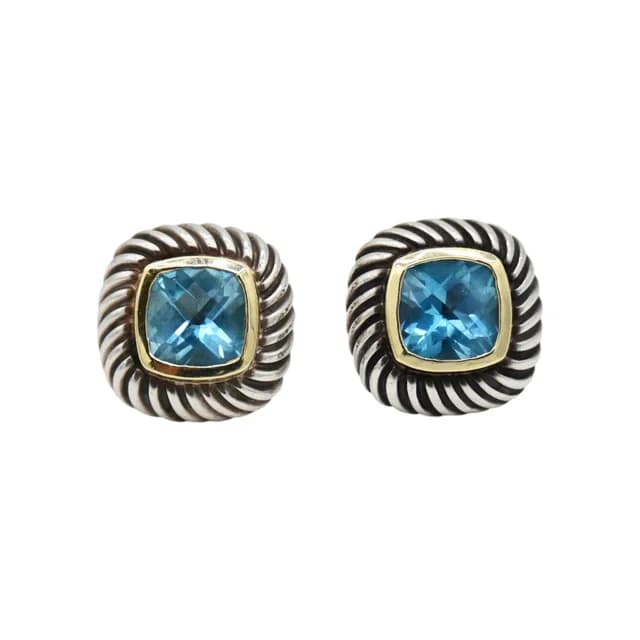 David Yurman Two-Tone Albion Blue Topaz Stud Earrings in Blue from Clotheshorse Anonymous, photo 1 of 1