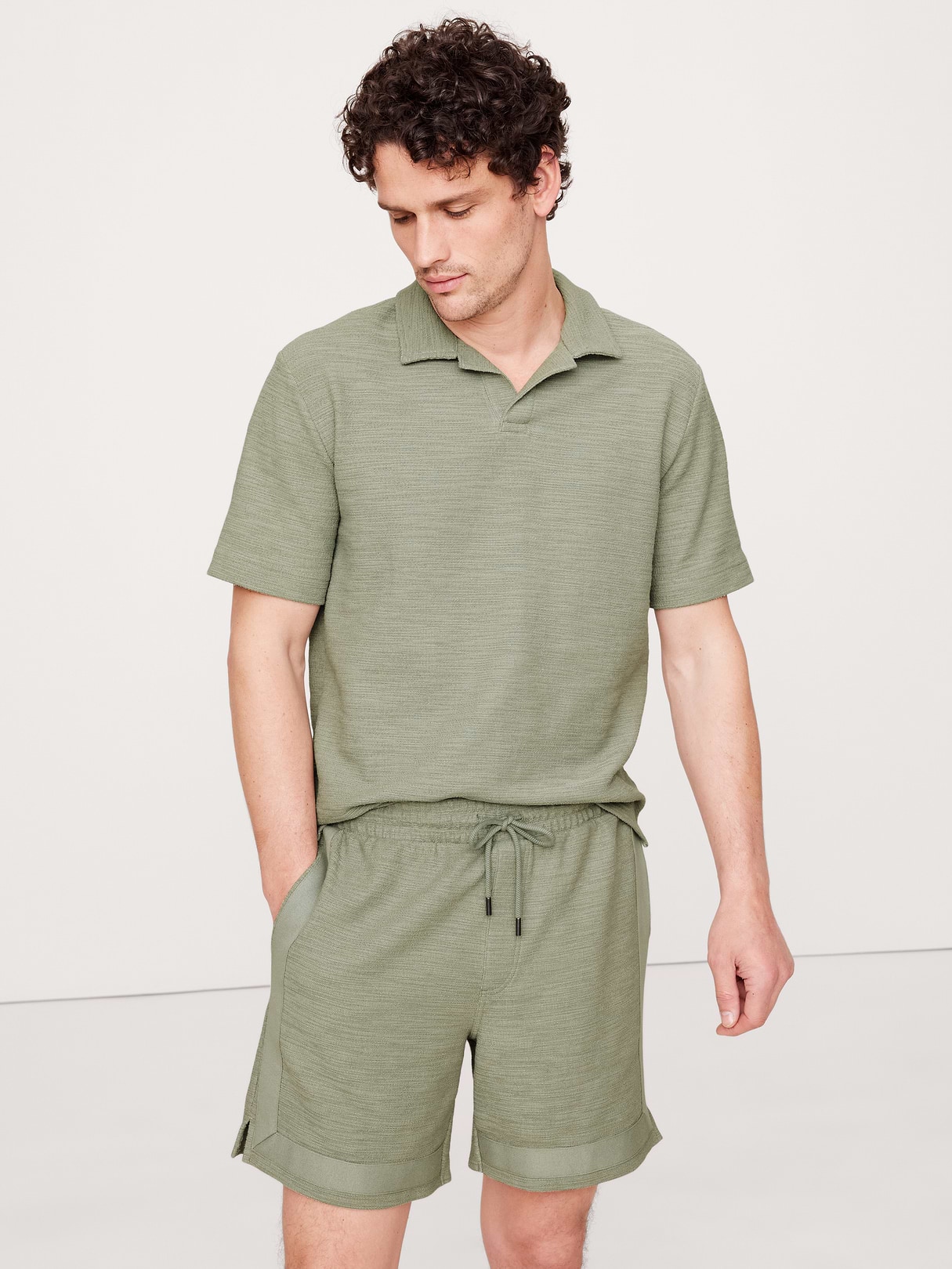 Slub Bouclé Polo in Sprig Green, image 1 of 1 from Banana Republic (Canada)