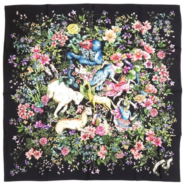 Dior D Constellation Silk Black Square Scarf in Black Silk from The Reluxe, photo 1 of 1
