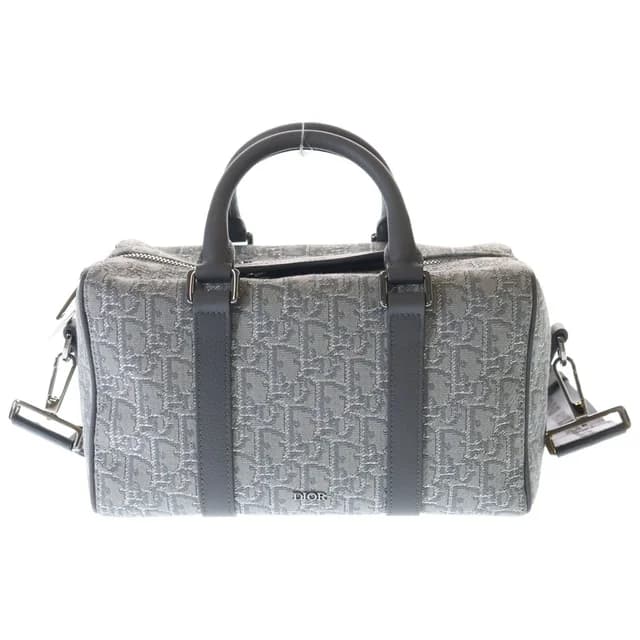 Dior Lango 26 Oblique Saddle Canvas Leather 2-Way Bag Silver Gray in Grey Canvas from The Reluxe, photo 1 of 1