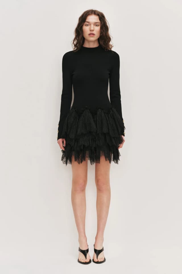 AJE Thalia Knit Mini Dress in BLACK, image 1 of 1 from Aje