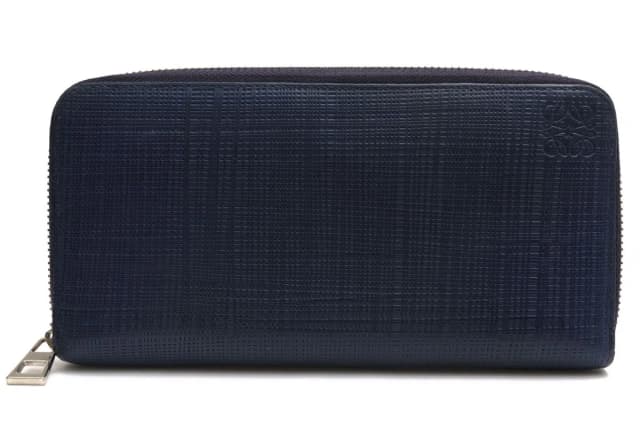 Loewe Wallet Leather Navy Zip Around Anagram Embossed Coin Purse Round in Navy Leather from The Reluxe, photo 1 of 1