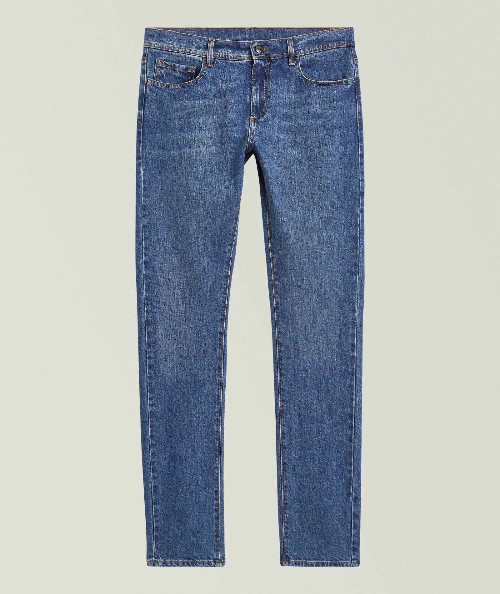 Canali Slim-Fit Contrast Stitch Jeans in Blue 98% cotton, 2% elastane, image 1 of 1 from Harry Rosen