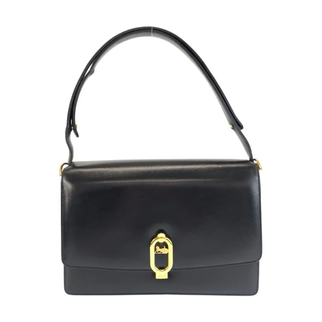 Celine Vintage Carriage Black Gold Leather Shoulder Bag in Black Leather from The Reluxe, photo 1 of 1