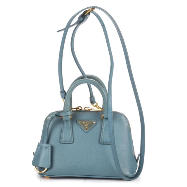 Prada Mini Promenada Blue Saffiano Luxe Leather Shoulder Bag in Blue Saffiano leather from The Reluxe, photo 1 of 1