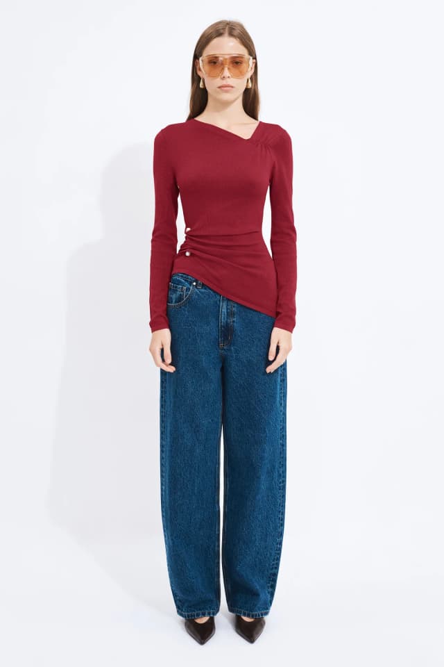 Aje Studio Gianna Knit Top in CRANBERRY, image 1 of 1 from Aje