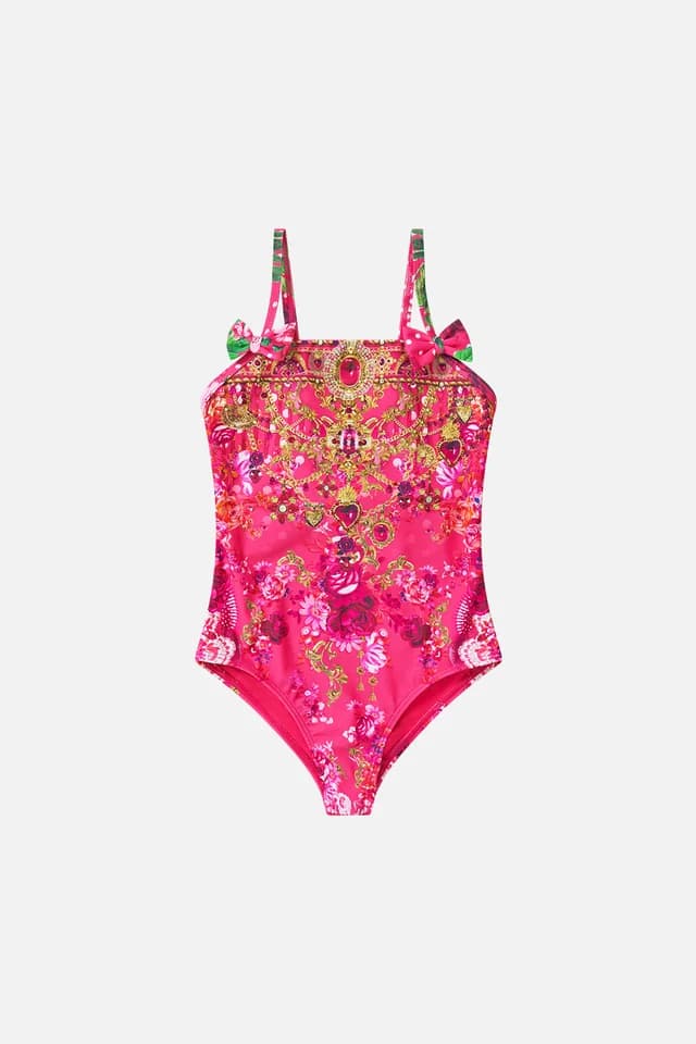 Camilla eBoutique KIDS STRAIGHT NECK ONE PIECE WITH BOWS FLAMENCO ROSE, image 1 of 1 from CAMILLA