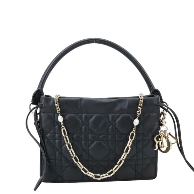 Lady Dior Milly Mini Cannage Lambskin Leather Chain Shoulder Bag Black in Black Lambskin from Dallas Designer Handbags, photo 1 of 1