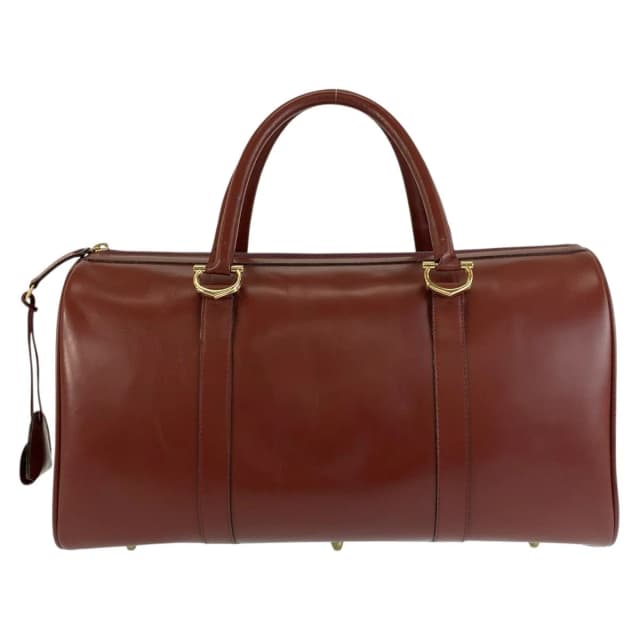 Cartier Vintage Must Line Wine Red Gold Leather Boston Bag in Burgundy Leather from The Reluxe, photo 1 of 1