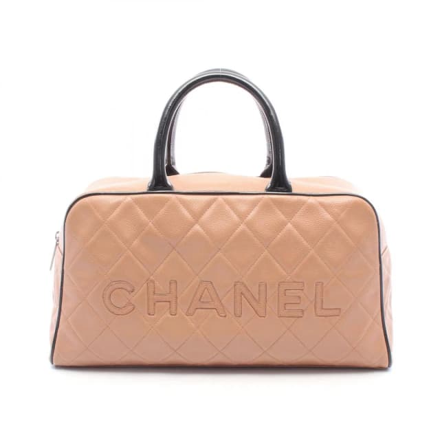 Chanel Tote Quilted Bowling Bag Camel Black Caviar Leather in Black Caviar leather from The Reluxe, photo 1 of 1