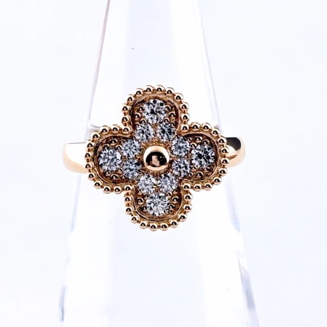 Van Cleef & Arpels Vintage Alhambra Diamond Pink Gold Ring Melee in Pink from The Reluxe, photo 1 of 1