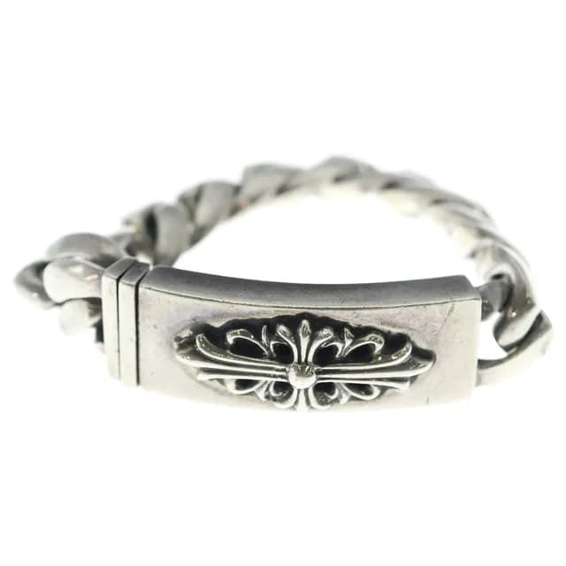 Chrome Hearts ID Floral Cross ID Classic Link Bracelet Silver in Silver from The Reluxe, photo 1 of 1