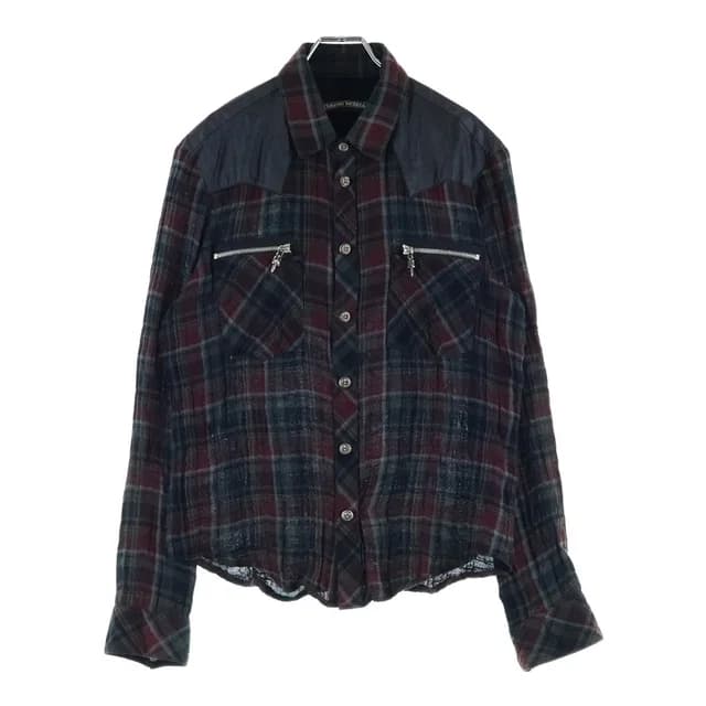 Chrome Hearts Back Flare Knee Dagger Zip Floral Button Plaid Western Shirt from The Reluxe, photo 1 of 1