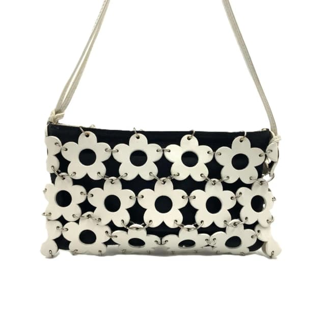 Celine Flower Mini Pouch Pochette White Black in Black Leather from The Reluxe, photo 1 of 1