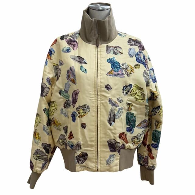 Hermès Vintage 100% Silk Reversible Mineraux All Over Print Zip UP Jacket in Silk from The Reluxe, photo 1 of 1