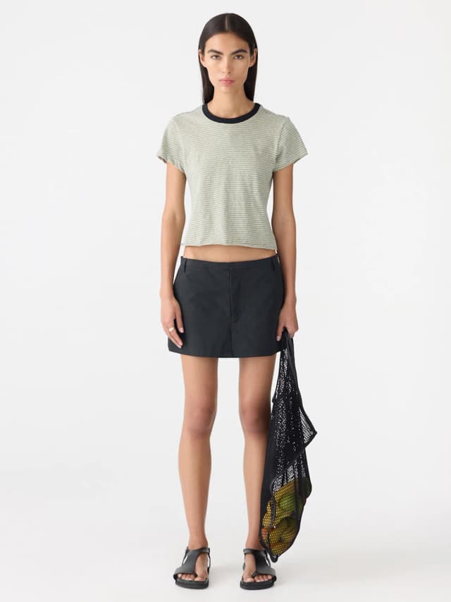 Bassike Crushed Cotton Mini Skort, image 1 of 1 from bassike