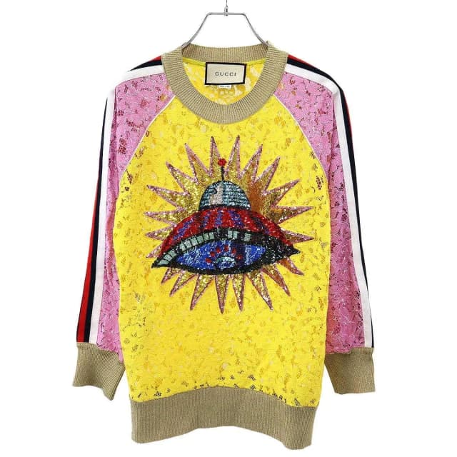 Gucci Ufo Sequin Lace T-Shirt in Nylon from The Reluxe, photo 1 of 1