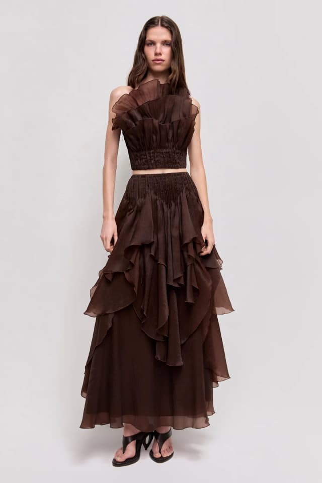 AJE Leigh Top in CHOCOLATE, image 1 of 1 from Aje