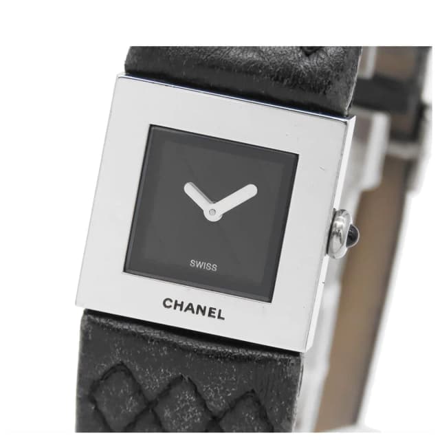 Chanel Quilted Black SS Leather Square Watch Quartz in Black Leather from The Reluxe, photo 1 of 1