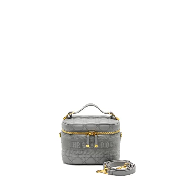 Dior Small Diortravel Vanity Case Cannage Lambskin Grey GHW in Grey Lambskin from EMIER, photo 1 of 1