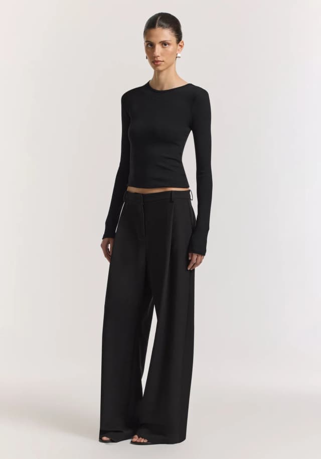VIKTORIA & WOODS Woods Rib Longsleeve Tee in BLACK, image 1 of 1 from Viktoria & Woods