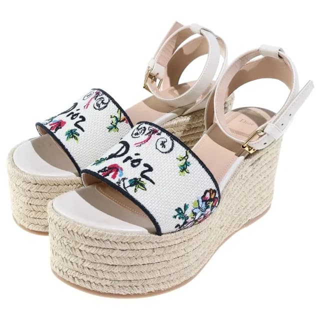Dior Dioriviera Dway Wedge Slide Sole Sandals Espadrilles Beige in Beige from The Reluxe, photo 1 of 1
