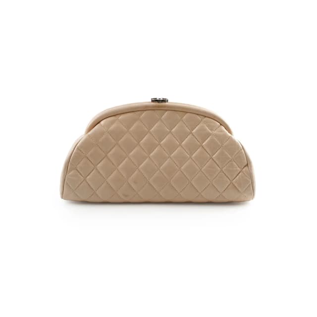 Chanel Mademoiselle Kiss Lock Timeless Clutch Beige in Beige Lambskin from The Purse Affair, photo 1 of 1